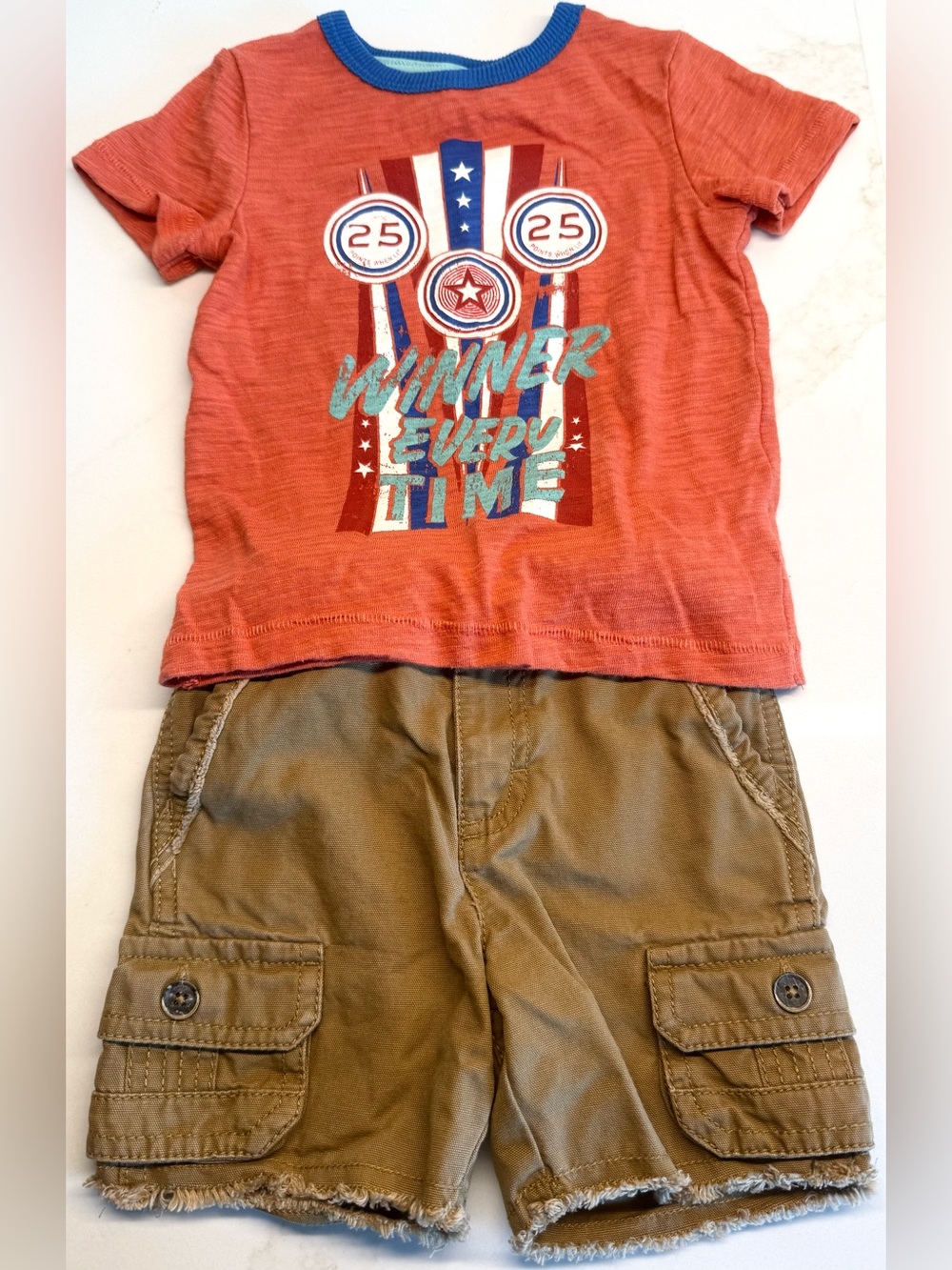OshKosh Genuine Kids 18M Outfit Cargo Shorts & Graphic Tee